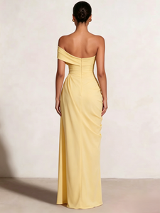 A-Line One-Shoulder High-Slit Prom Dress