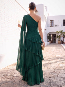 A-Line Chiffon One-Shoulder Ruffle Formal Dress