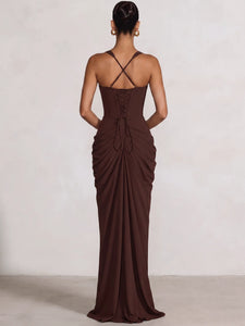 Sweetheart Lace-Up Split Formal Dress