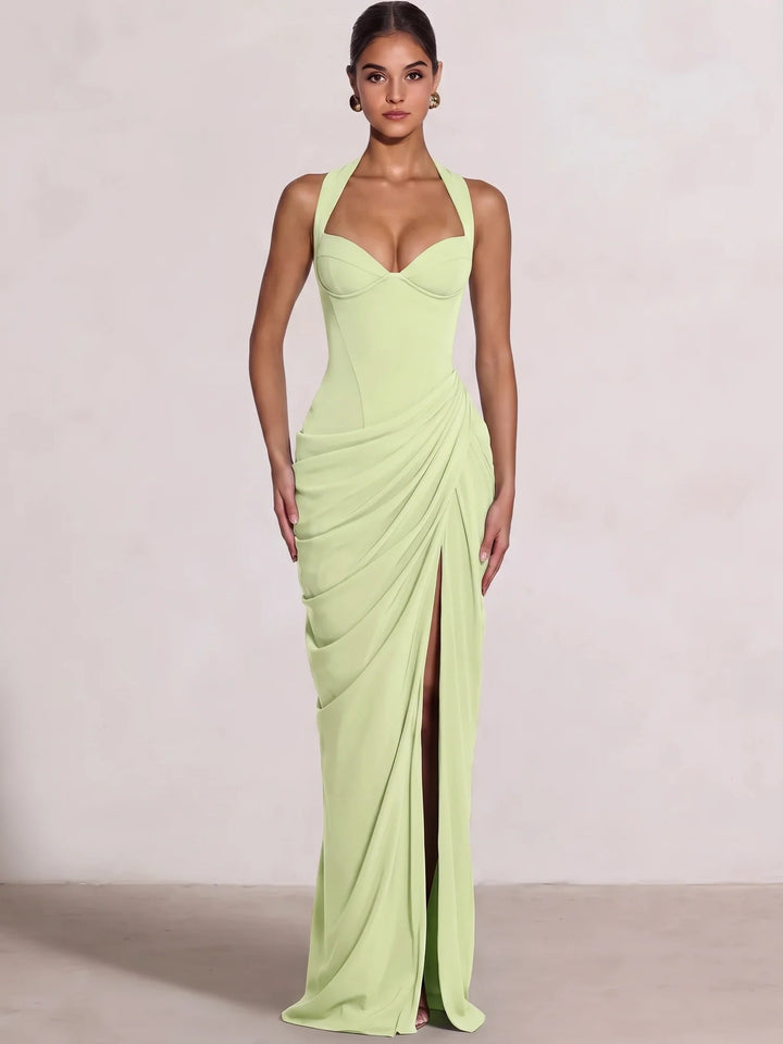 Sheath/Column Evening Dresses Sweetheart Sleeveless Floor-Length Side Split With Boning Criss Cross Straps Lace-Up Formal Dresses