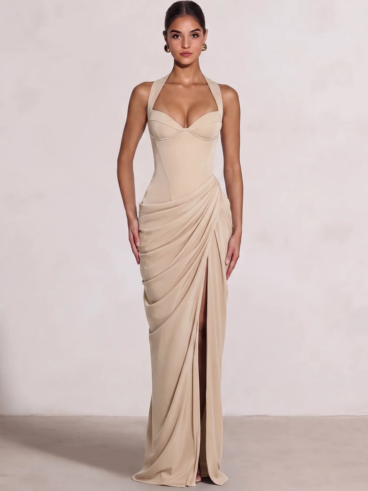 Sheath/Column Evening Dresses Sweetheart Sleeveless Floor-Length Side Split With Boning Criss Cross Straps Lace-Up Formal Dresses