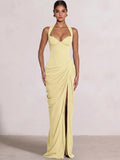 Sheath/Column Evening Dresses Sweetheart Sleeveless Floor-Length Side Split With Boning Criss Cross Straps Lace-Up Formal Dresses