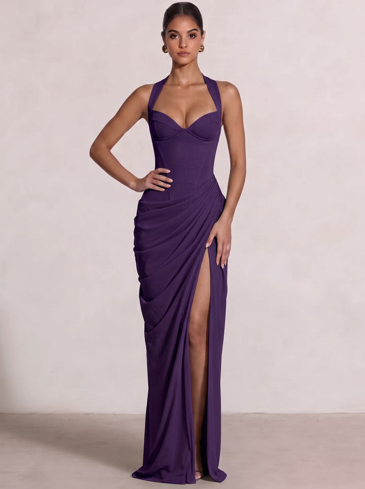 Sheath/Column Evening Dresses Sweetheart Sleeveless Floor-Length Side Split With Boning Criss Cross Straps Lace-Up Formal Dresses