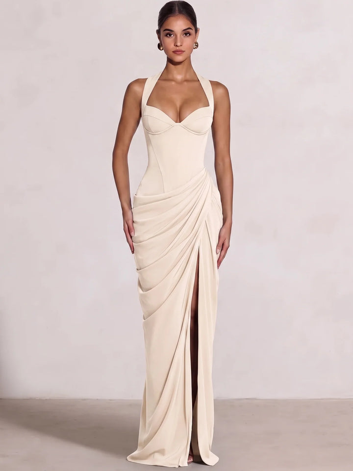 Sheath/Column Evening Dresses Sweetheart Sleeveless Floor-Length Side Split With Boning Criss Cross Straps Lace-Up Formal Dresses