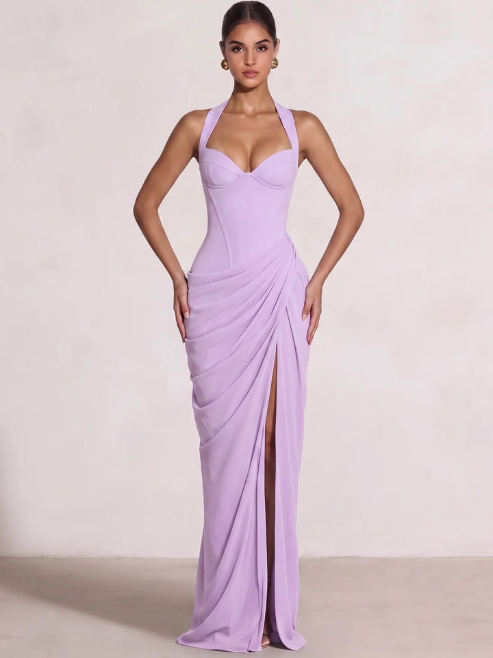 Sheath/Column Evening Dresses Sweetheart Sleeveless Floor-Length Side Split With Boning Criss Cross Straps Lace-Up Formal Dresses