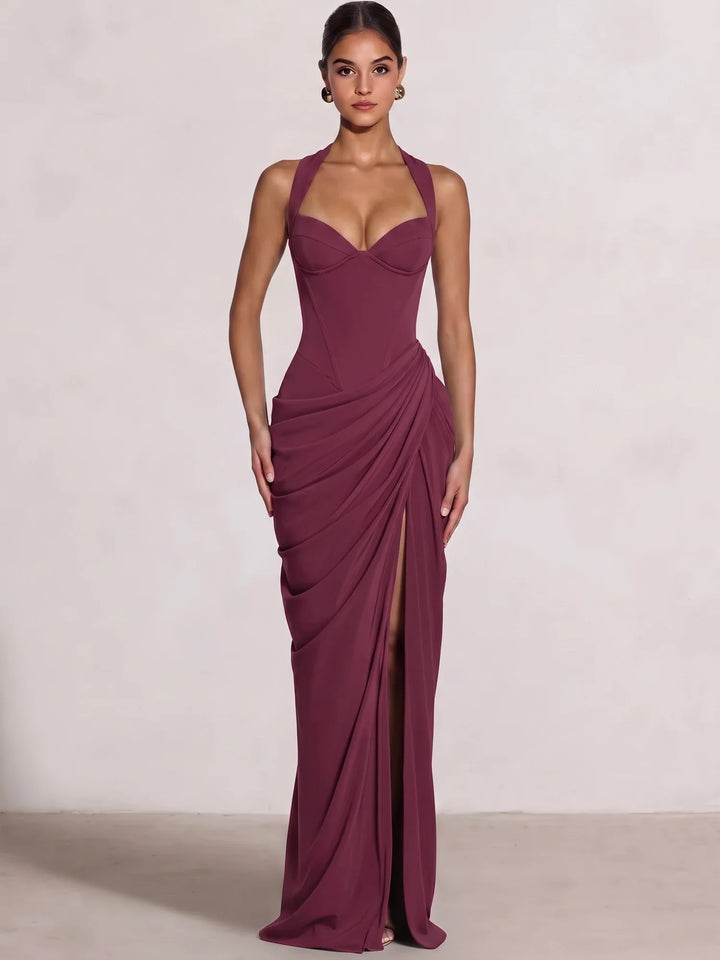 Sheath/Column Evening Dresses Sweetheart Sleeveless Floor-Length Side Split With Boning Criss Cross Straps Lace-Up Formal Dresses