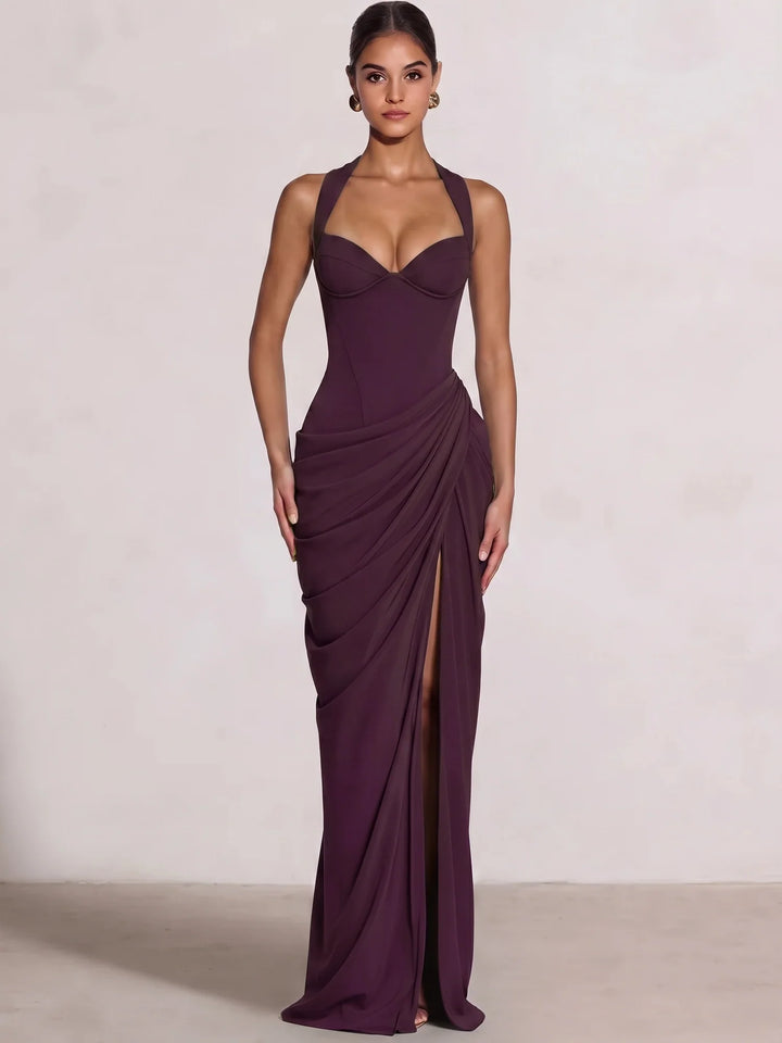 Sheath/Column Evening Dresses Sweetheart Sleeveless Floor-Length Side Split With Boning Criss Cross Straps Lace-Up Formal Dresses