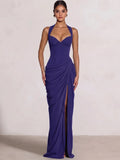 Sheath/Column Evening Dresses Sweetheart Sleeveless Floor-Length Side Split With Boning Criss Cross Straps Lace-Up Formal Dresses