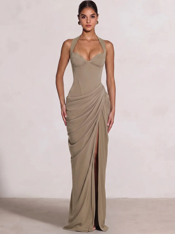 Sheath/Column Evening Dresses Sweetheart Sleeveless Floor-Length Side Split With Boning Criss Cross Straps Lace-Up Formal Dresses