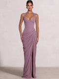Sheath/Column Evening Dresses Sweetheart Sleeveless Floor-Length Side Split With Boning Criss Cross Straps Lace-Up Formal Dresses