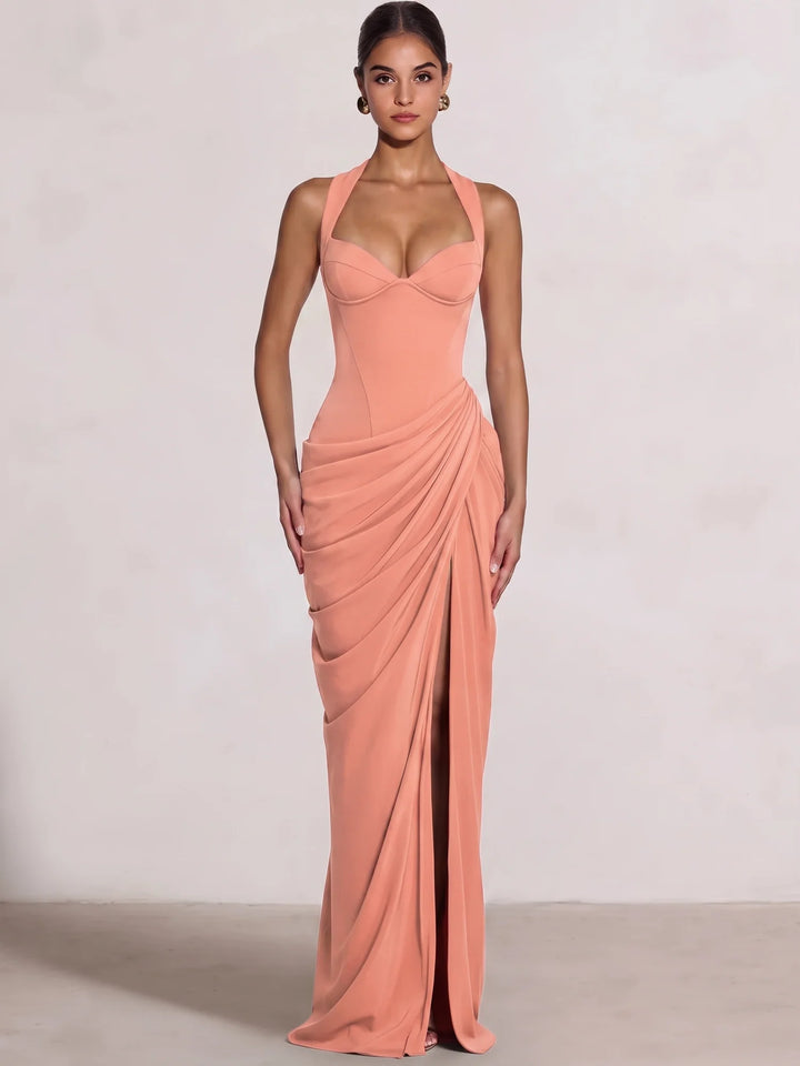 Sheath/Column Evening Dresses Sweetheart Sleeveless Floor-Length Side Split With Boning Criss Cross Straps Lace-Up Formal Dresses