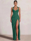 Sheath/Column Evening Dresses Sweetheart Sleeveless Floor-Length Side Split With Boning Criss Cross Straps Lace-Up Formal Dresses
