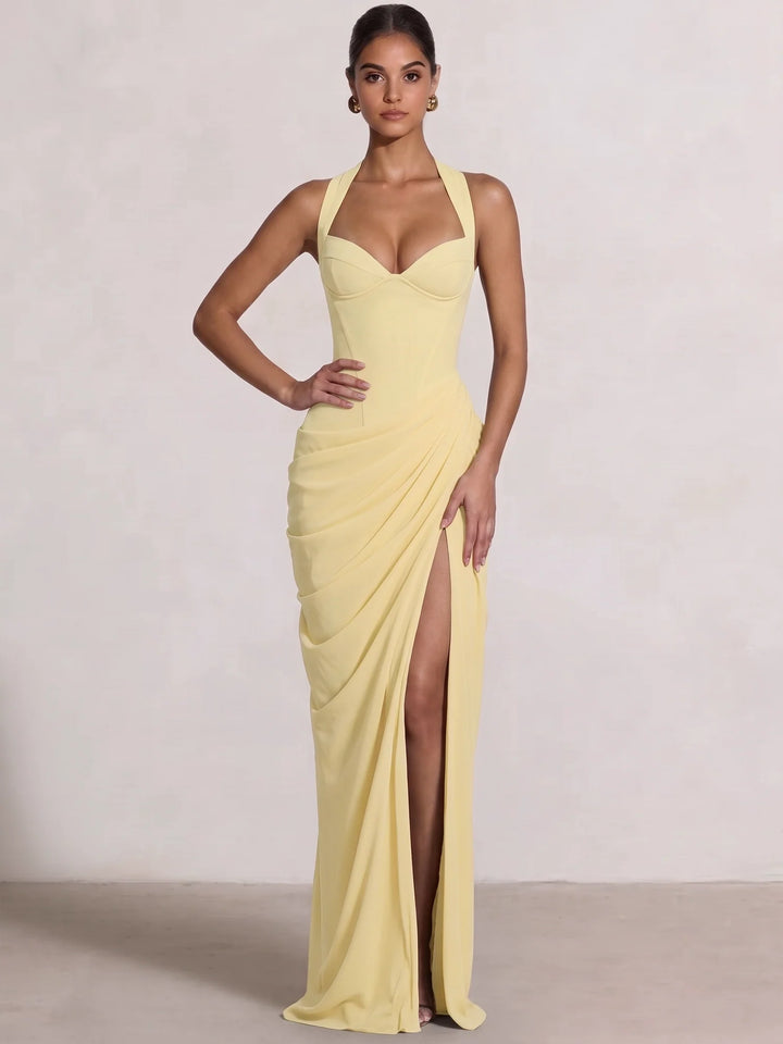 Sheath/Column Evening Dresses Sweetheart Sleeveless Floor-Length Side Split With Boning Criss Cross Straps Lace-Up Formal Dresses