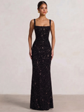 Trumpet/Mermaid Long Prom Dress Spaghetti Straps Floor-Length Long Sparkle Corset Prom Dress Evening Dress With Beads Sequins