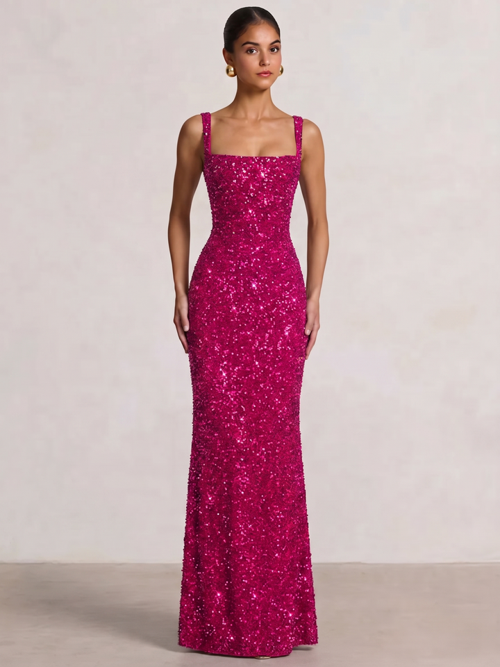 Trumpet/Mermaid Long Prom Dress Spaghetti Straps Floor-Length Long Sparkle Corset Prom Dress Evening Dress With Beads Sequins