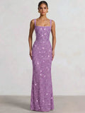 Trumpet/Mermaid Long Prom Dress Spaghetti Straps Floor-Length Long Sparkle Corset Prom Dress Evening Dress With Beads Sequins