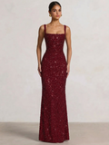 Trumpet/Mermaid Long Prom Dress Spaghetti Straps Floor-Length Long Sparkle Corset Prom Dress Evening Dress With Beads Sequins